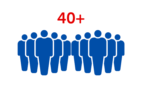 Icon showing group of people with 40+ text above